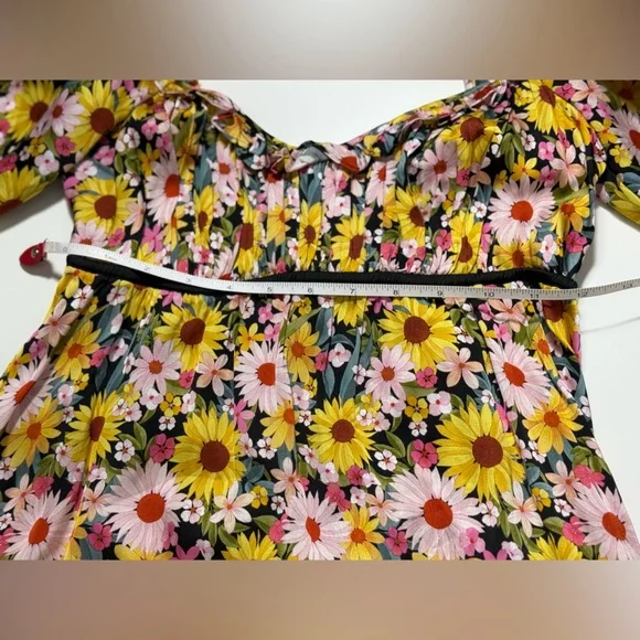 For Love & Lemons Daisy Floral Babydoll Mini Dress Puff Sleeve Cottagecore